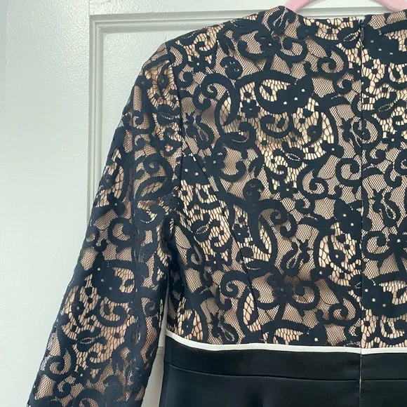 Tory Burch Dress Black Lace Color Block Formal Dress